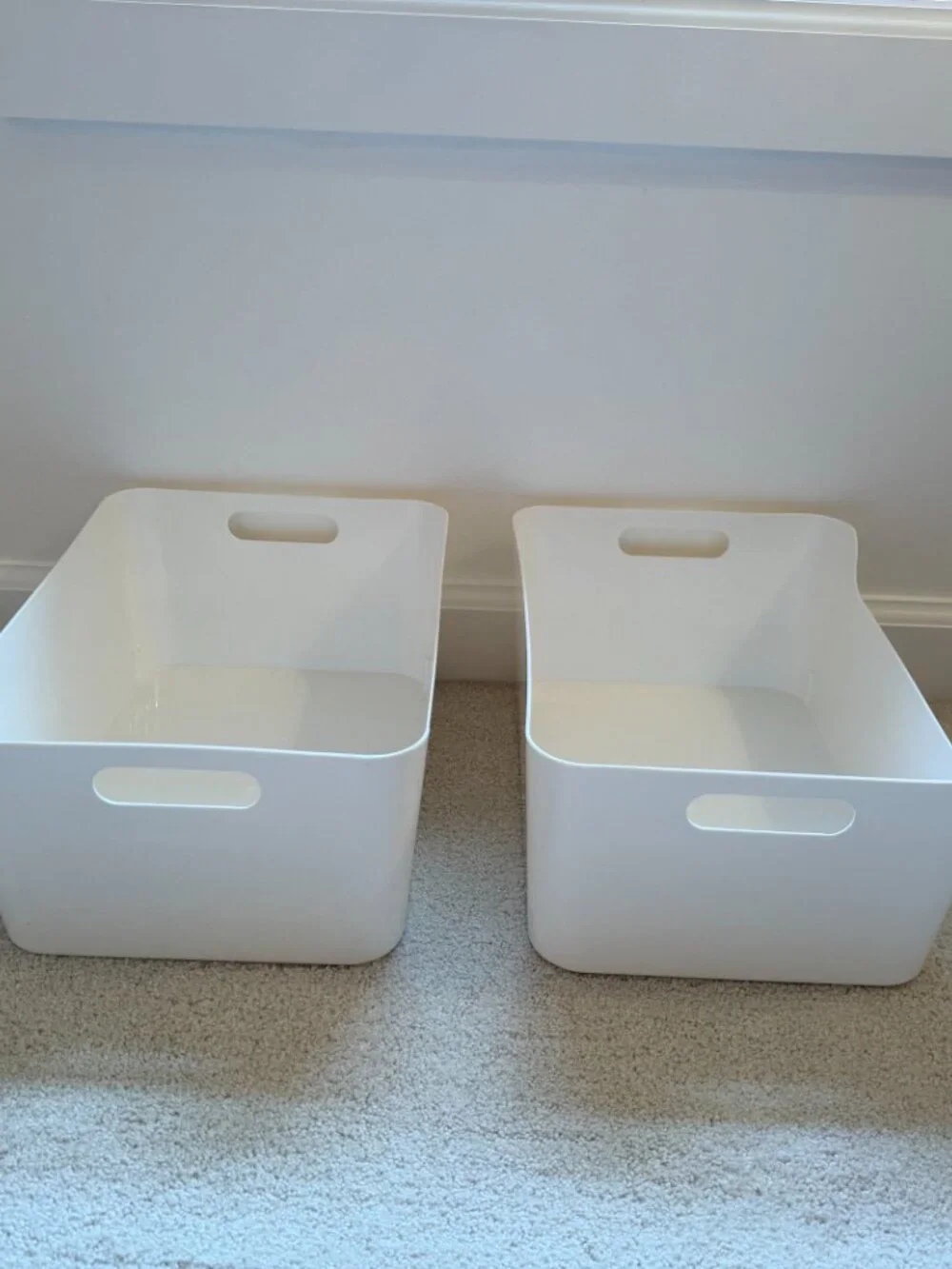 Set of 2 Medium Plastic Storage Bin w/ Handles - Container Store